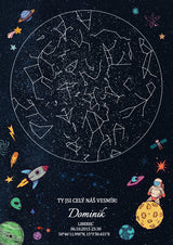 Dětská hvězdná mapa narození - Tisíce hvězd