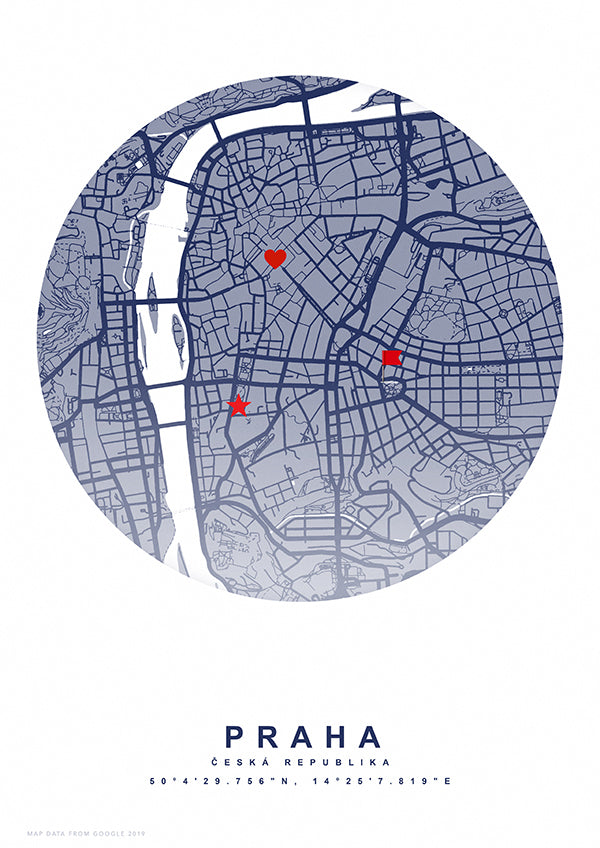 Vzpomínková mapa místa kruh tmavě modrý
