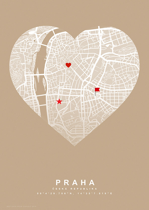 Vzpomínková mapa místa béžové srdce