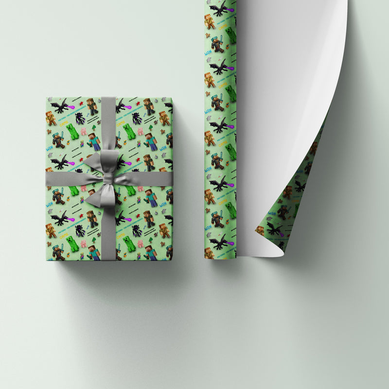 Balicí papír na míru: Ve stylu Minecraft (84x80cm)