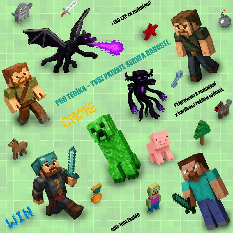 Balicí papír na míru: Ve stylu Minecraft (84x80cm)