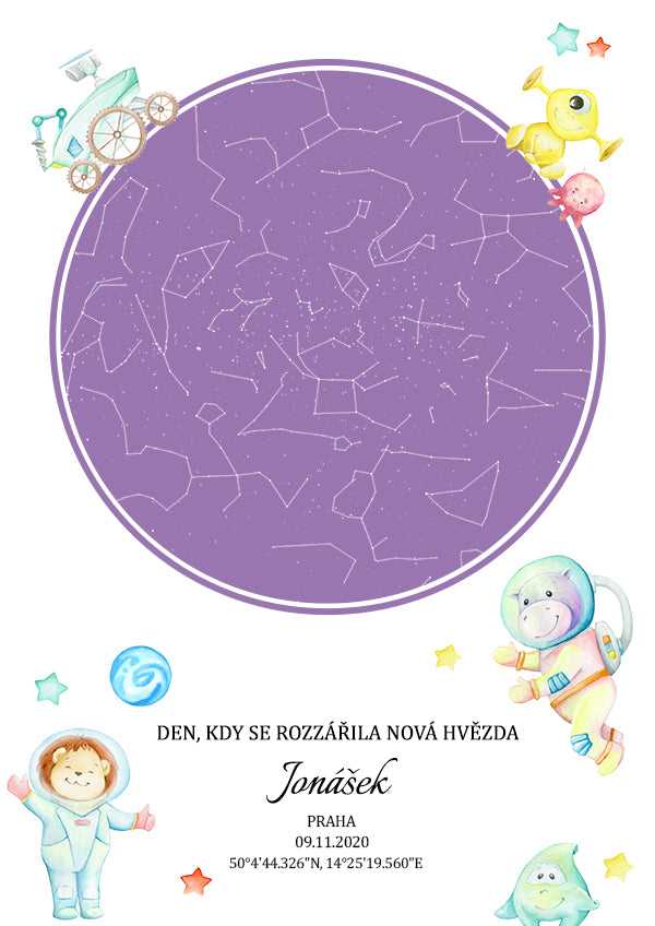 Dětská hvězdná mapa narození - Astronauti 1