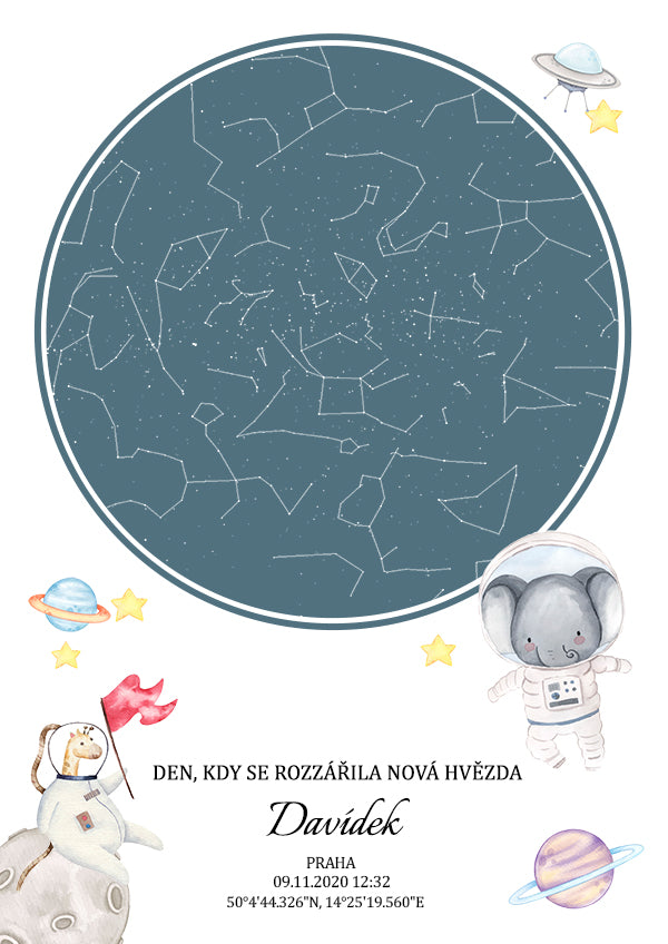 Dětská hvězdná mapa narození - Astronauti 2