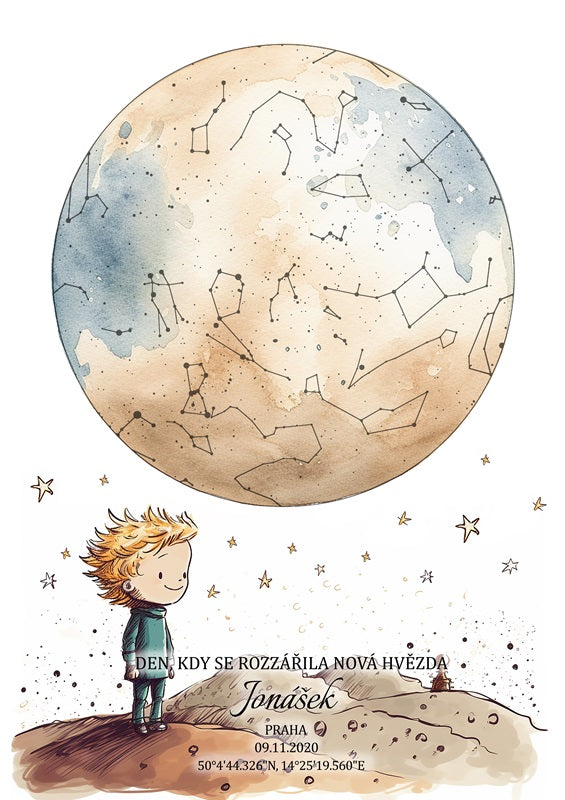 Hvězdná mapa pro děti - Malý princ