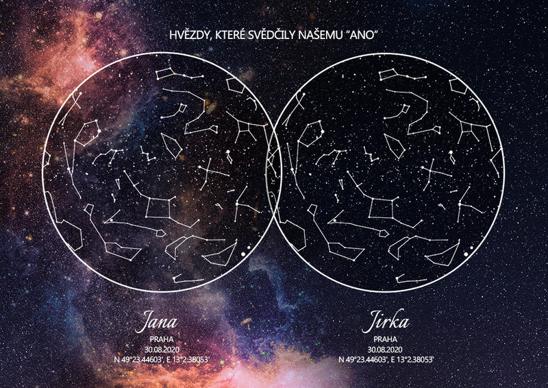 Dvojitá hvězdná mapa - Nachový vesmír