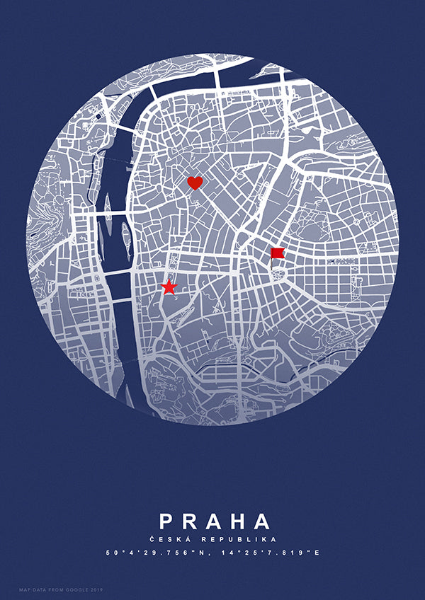 Vzpomínková mapa místa kruh tmavě modrý