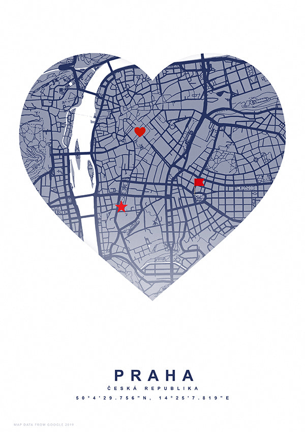 Vzpomínková mapa místa srdce tmavě modré