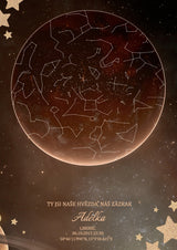 Dětská hvězdná mapa narození - Zlatá záře