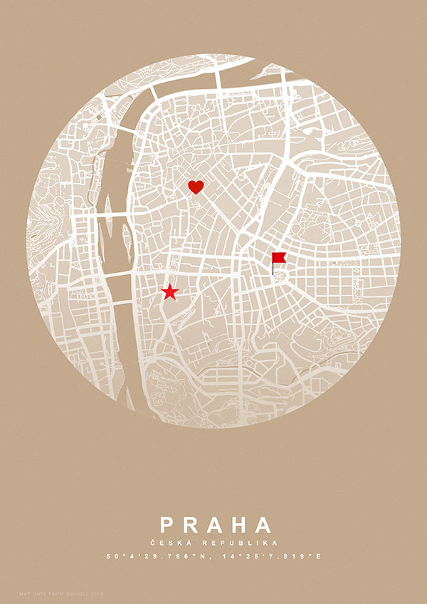Vzpomínková mapa místa béžový kruh