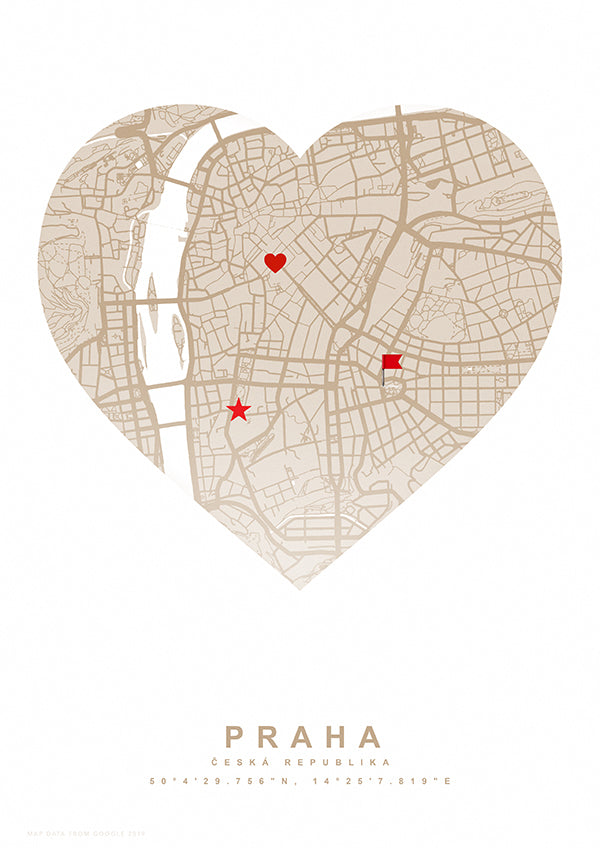 Vzpomínková mapa místa béžové srdce
