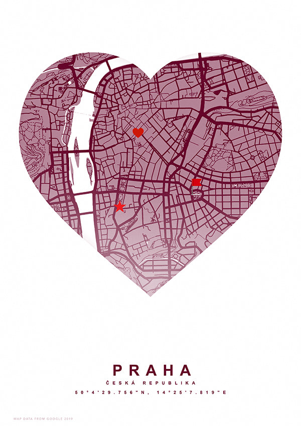 Vzpomínková mapa místa růžové srdce