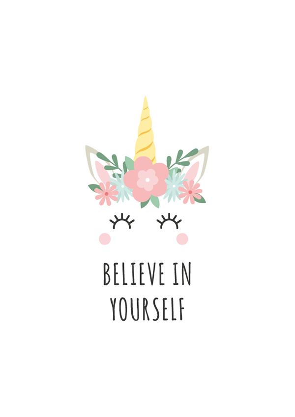 Plakát Believe in yourself with unicorn