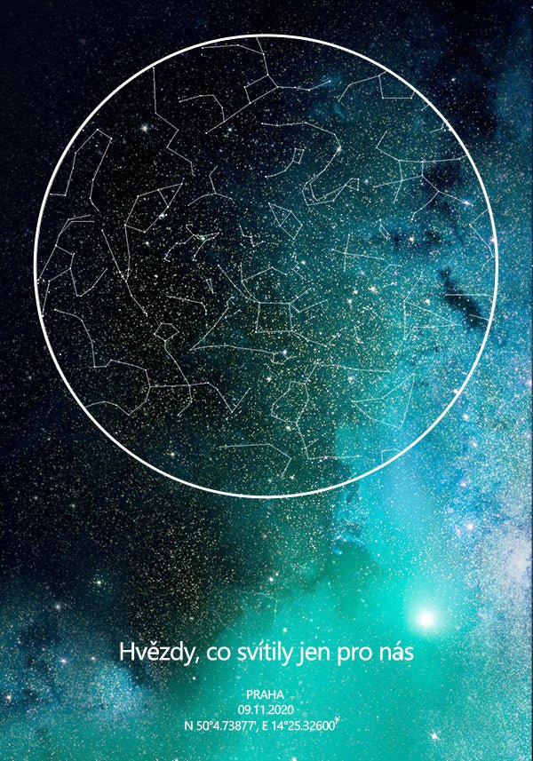 Hvězdná mapa Tyrkysová mlhovina