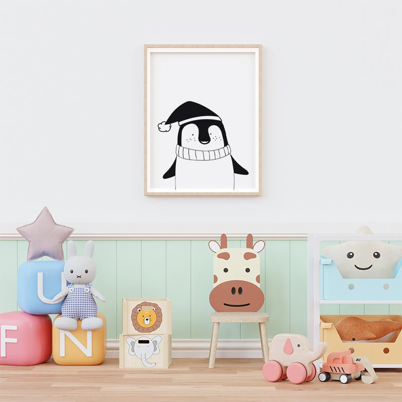 Dětský kontrastní obrázek Černobílý tučňák.