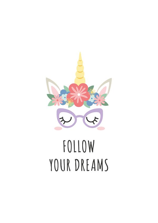 Plakát Follow your dreams with unicorn