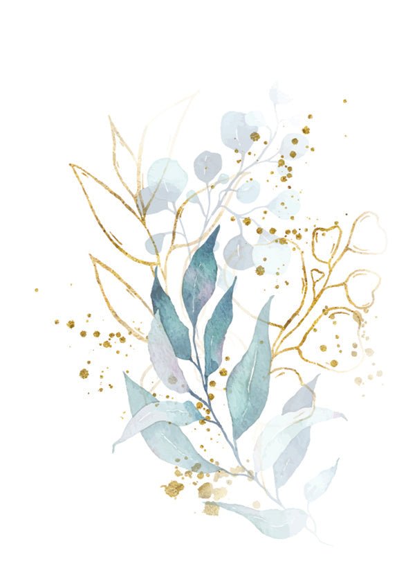 Plakát Golden green herbs bouquet