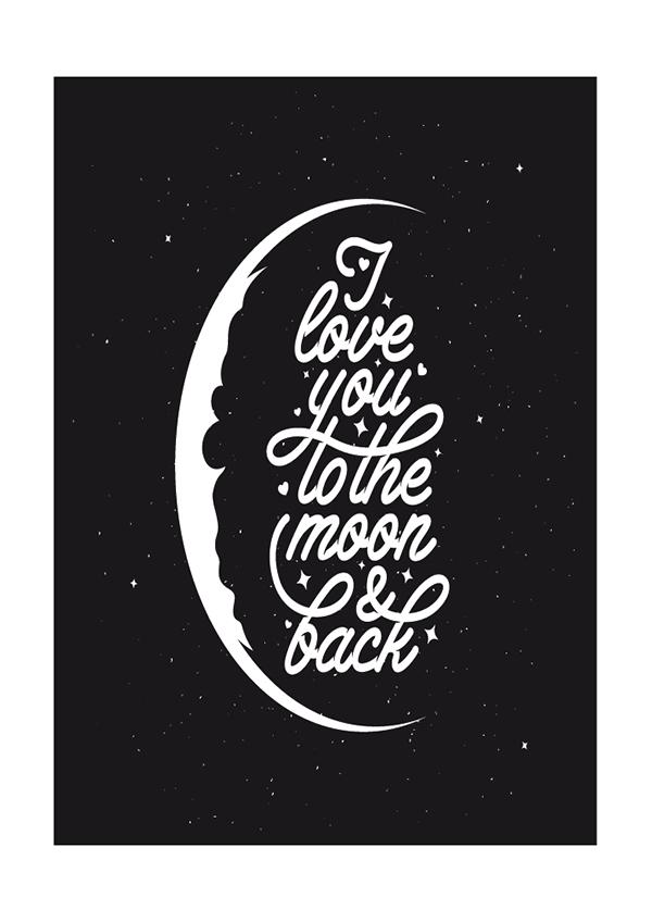 Plakát I love you to the moon and back black