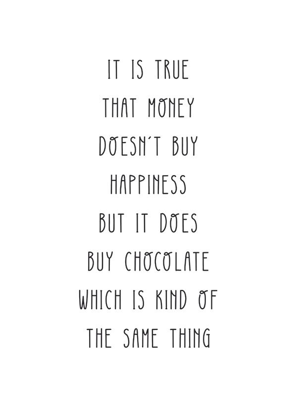 Plakát It is true that money doesn´t buy... chocolate