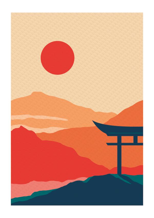 Plakát Japonská krajina Set2