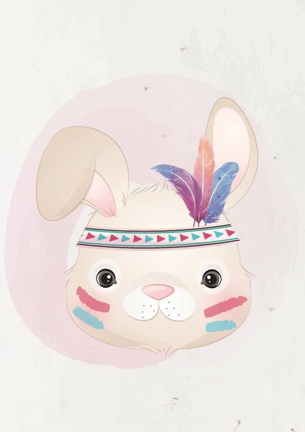 Dětský plakát Králík indián pastelový.