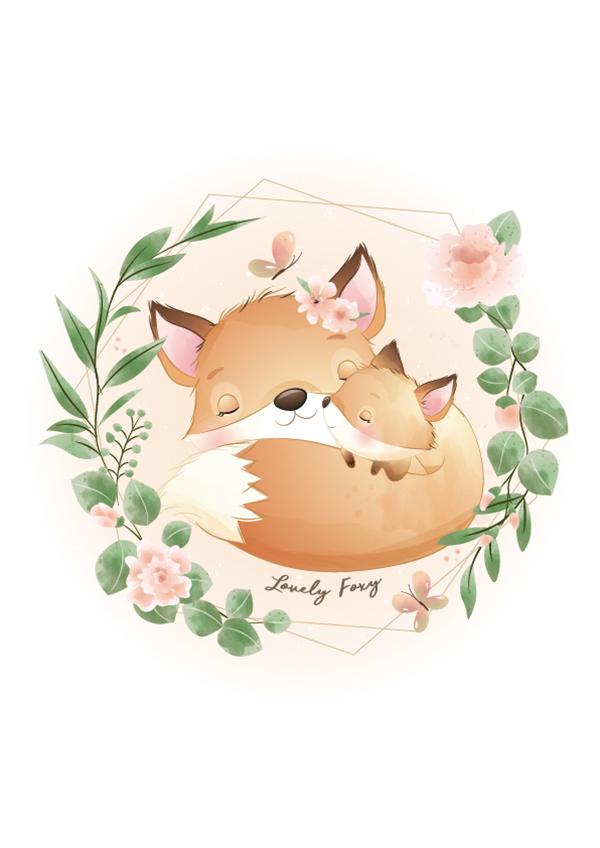 Plakát Liščí máma a dítě