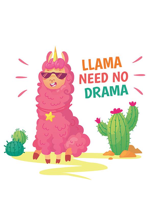 Plakát Llama need no drama
