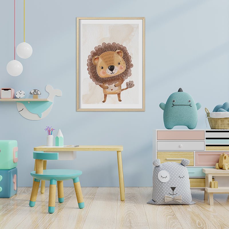 Dětský obraz lva se srdíčkem do dětského pokoje pro kluky i holky.