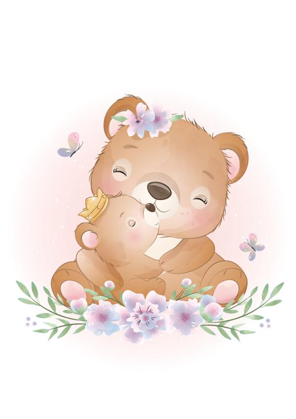 Plakát Medvědí máma a dítě