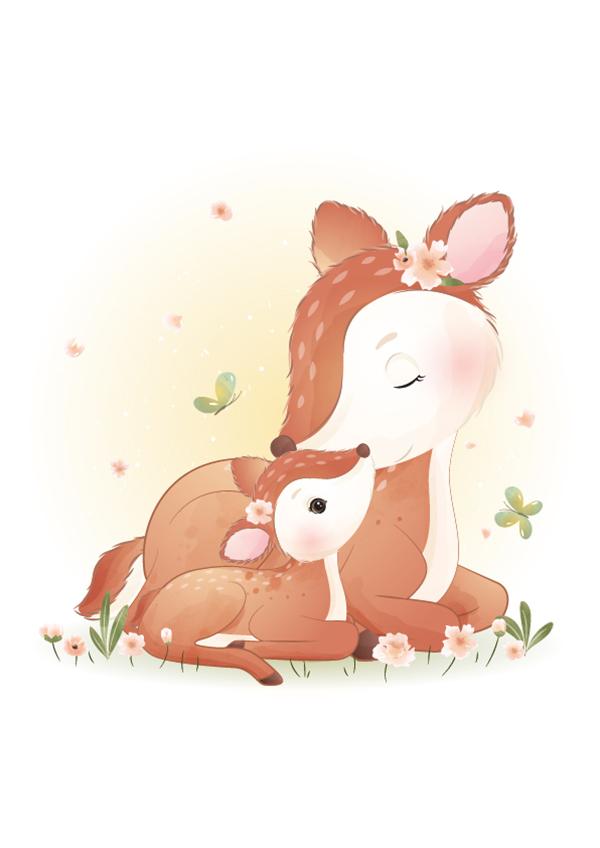 Plakát Mládě kolouška s maminkou