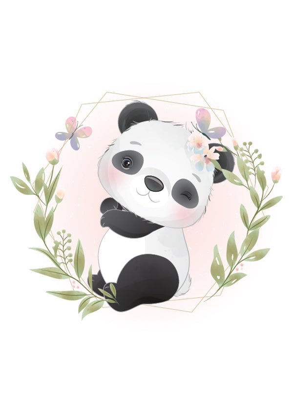 Plakát Panda v květinách