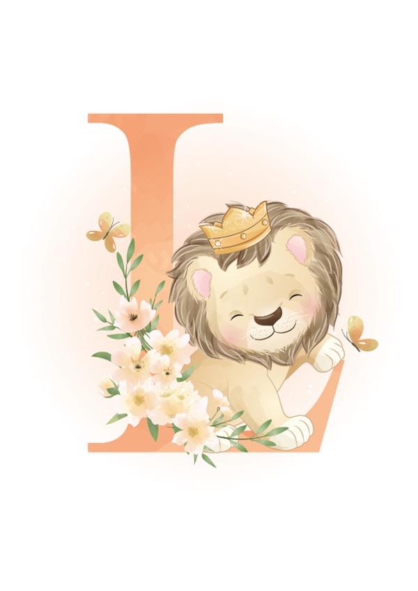 Plakát Písmeno L a lev