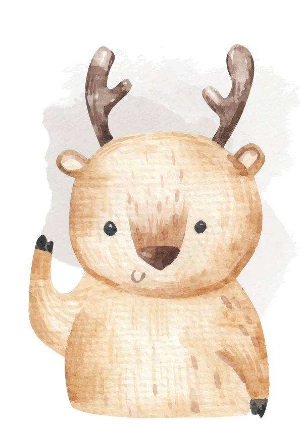 Dětský akvarelový plakát Pozdrav malého jelena.