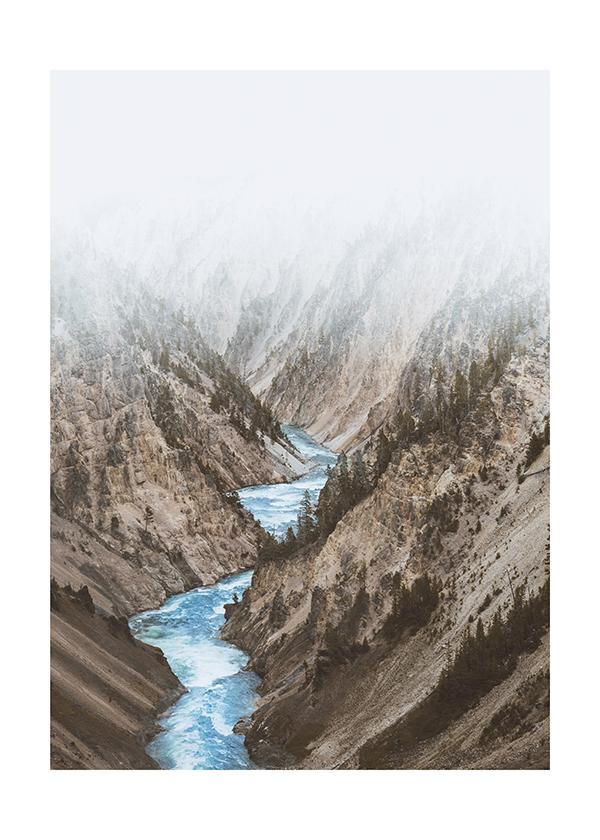 Plakát Řeka protékající horami