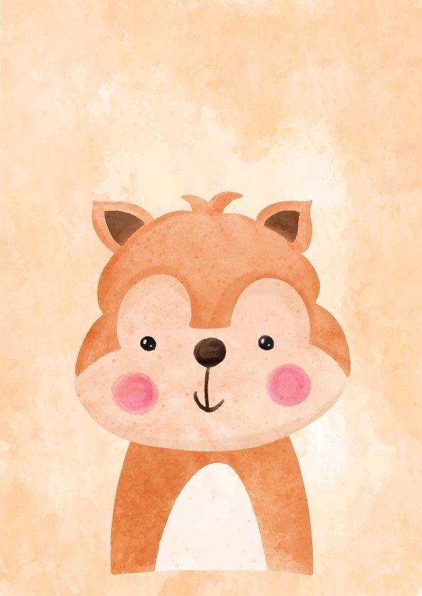 Plakát pro děti Roztomilá veverka béžová akvarelová.