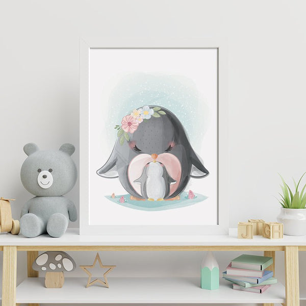 Dětský obraz Tučnák maminka s dítětem.