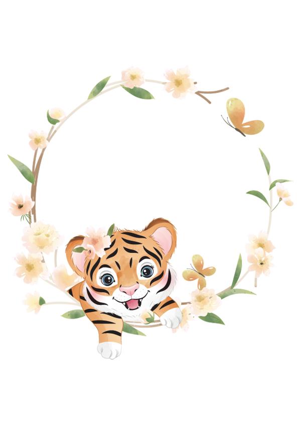 Plakát Veselý tygřík v květech