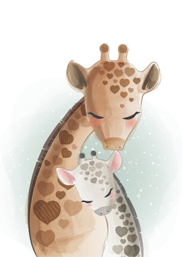 Plakát Žirafí maminka s dítětem