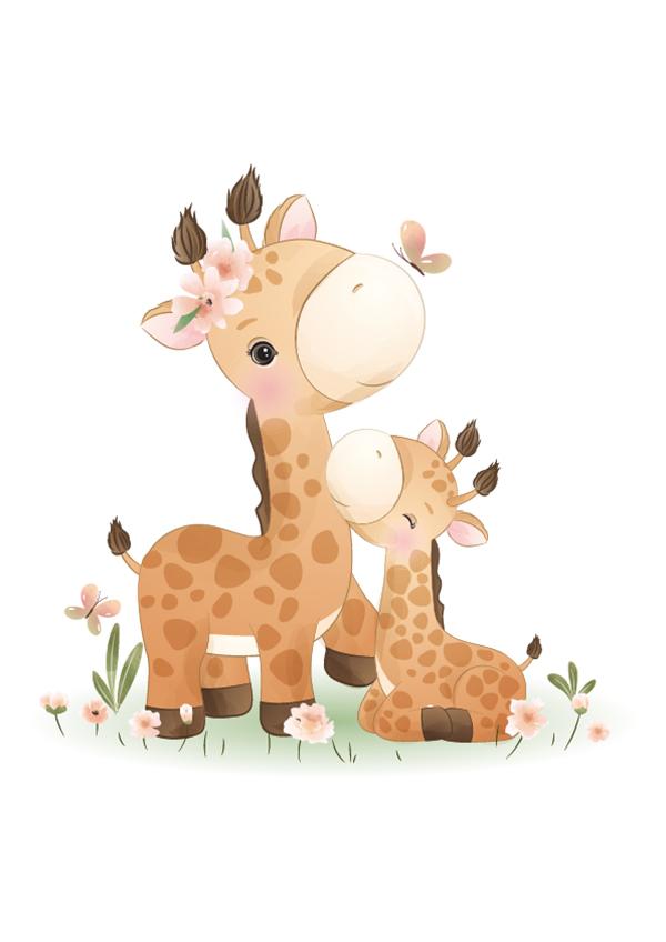 Plakát Žirafí mamka a mládě